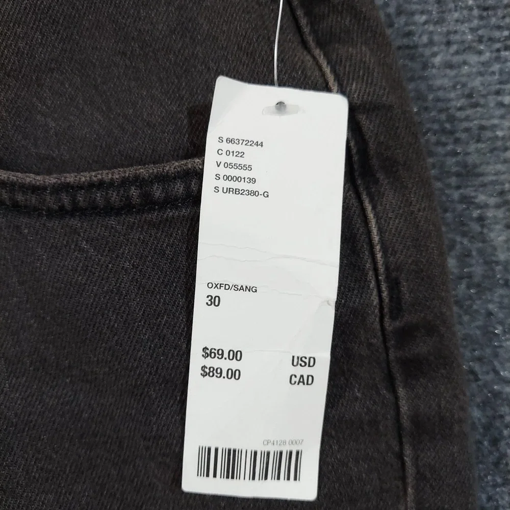 BDG Urban Outfitters Jeans Mens 30 Washed Black Gray Straight Kick Denim Stretch